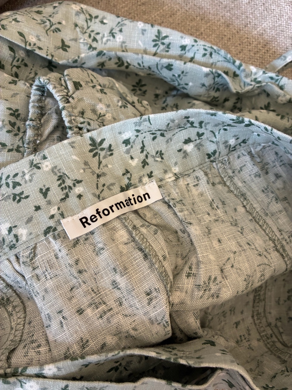 Reformation Mint Green Floral 100% Linen Set - Picture 6 of 8